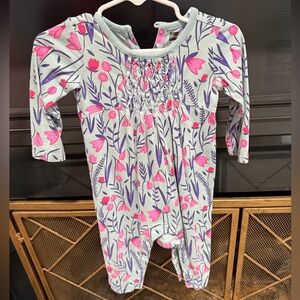 Floral Baby Onesie with Pink and Purple Accents